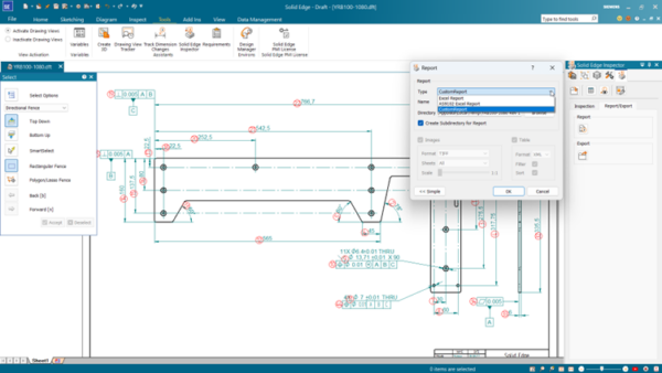 Configuring inspection reports with Solid Edge Inspector